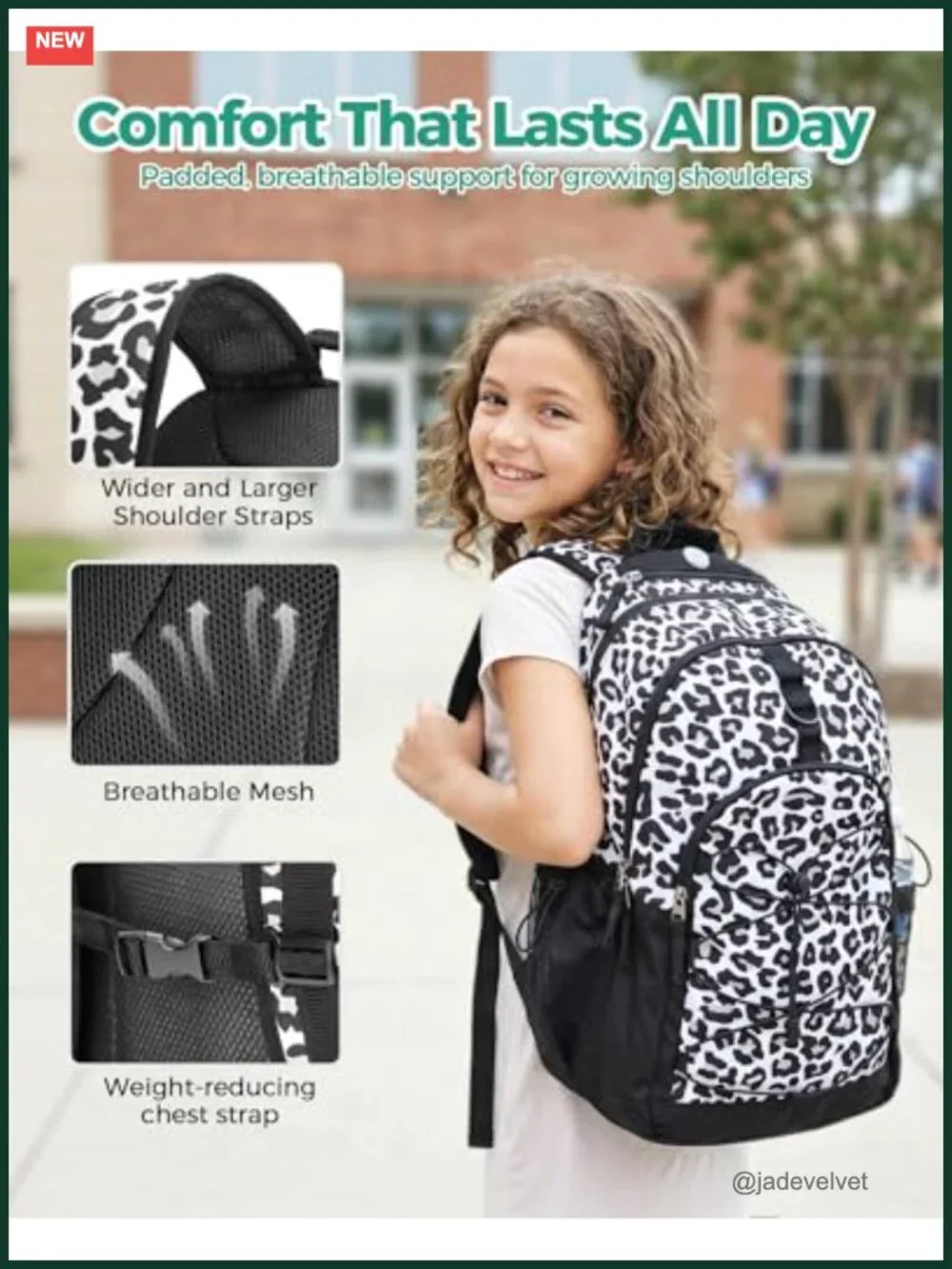 Animal Print Backpack for Teen Girls, Large 18 Inch School Bookbag